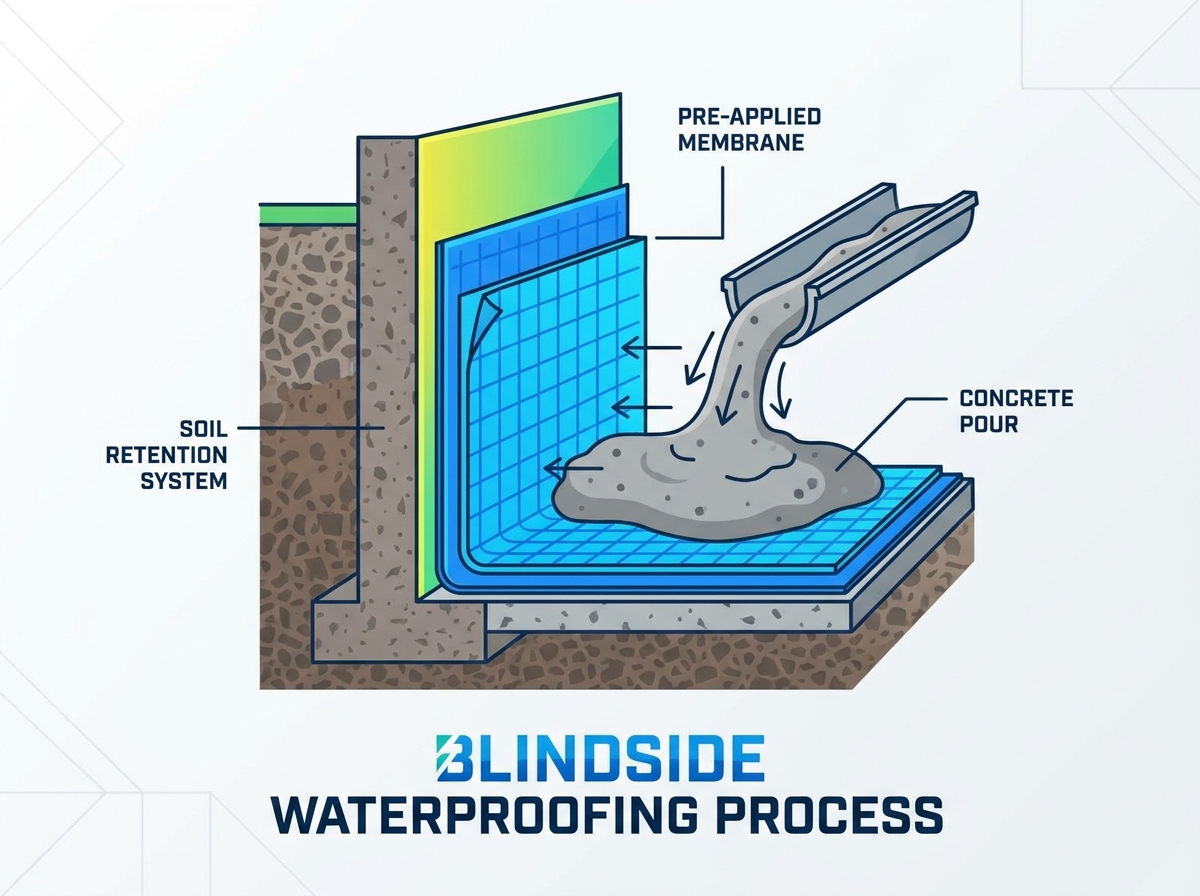 Thi c&ocirc;ng chống thấm Blindside
